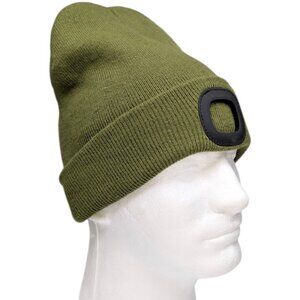 Night Scout Beanie Hat Unisex Green Knit Winter Cap with Cutout for Light Sz OS